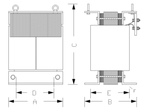 disegno trasformatore monofase fotovoltaico bulloni