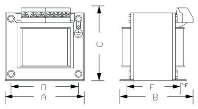 disegno trasformatore monofase di comando